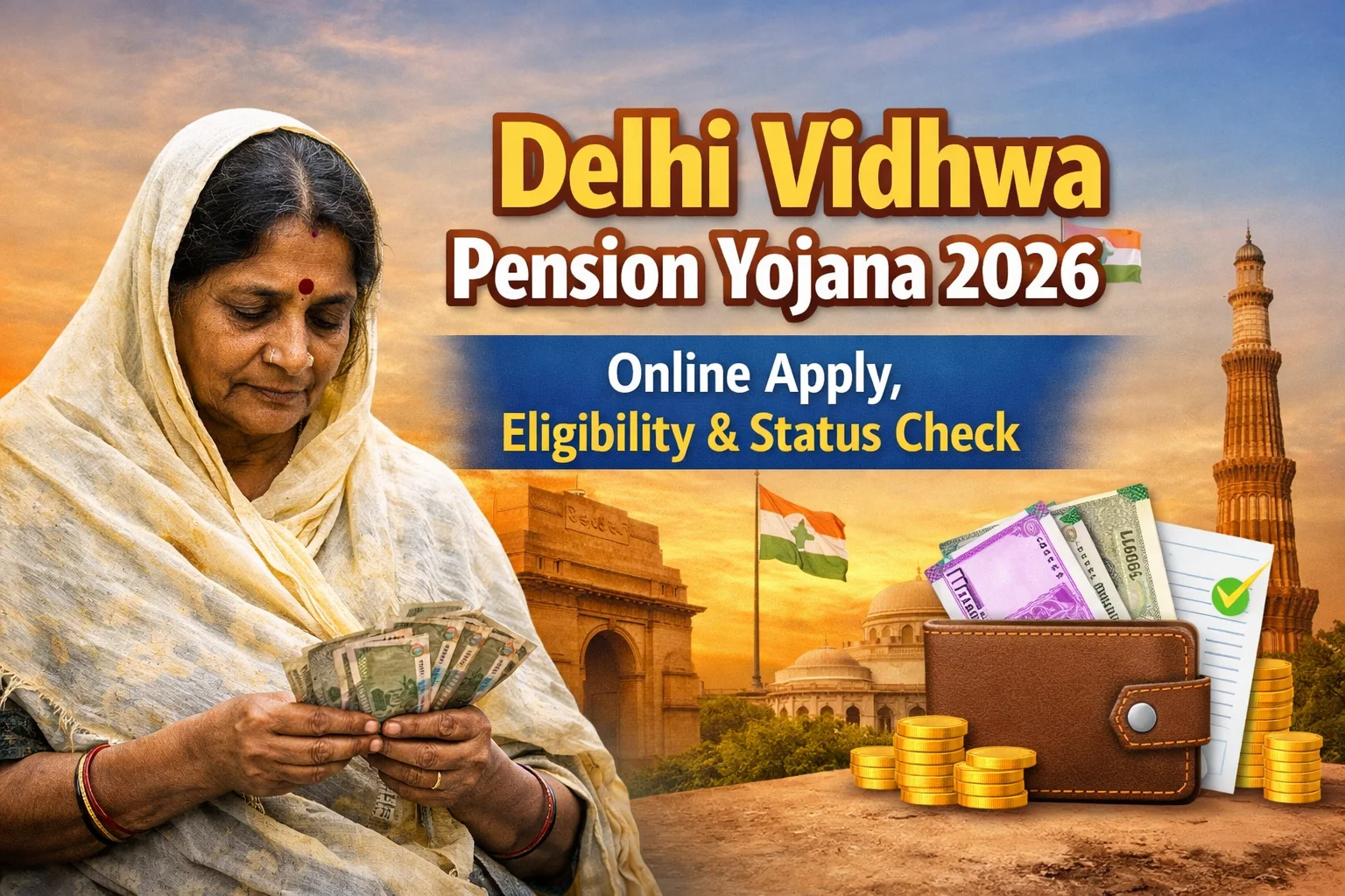 Delhi Vidhwa Pension Yojana 2026 Online Apply Eligibility and Status Check Scheme Banner