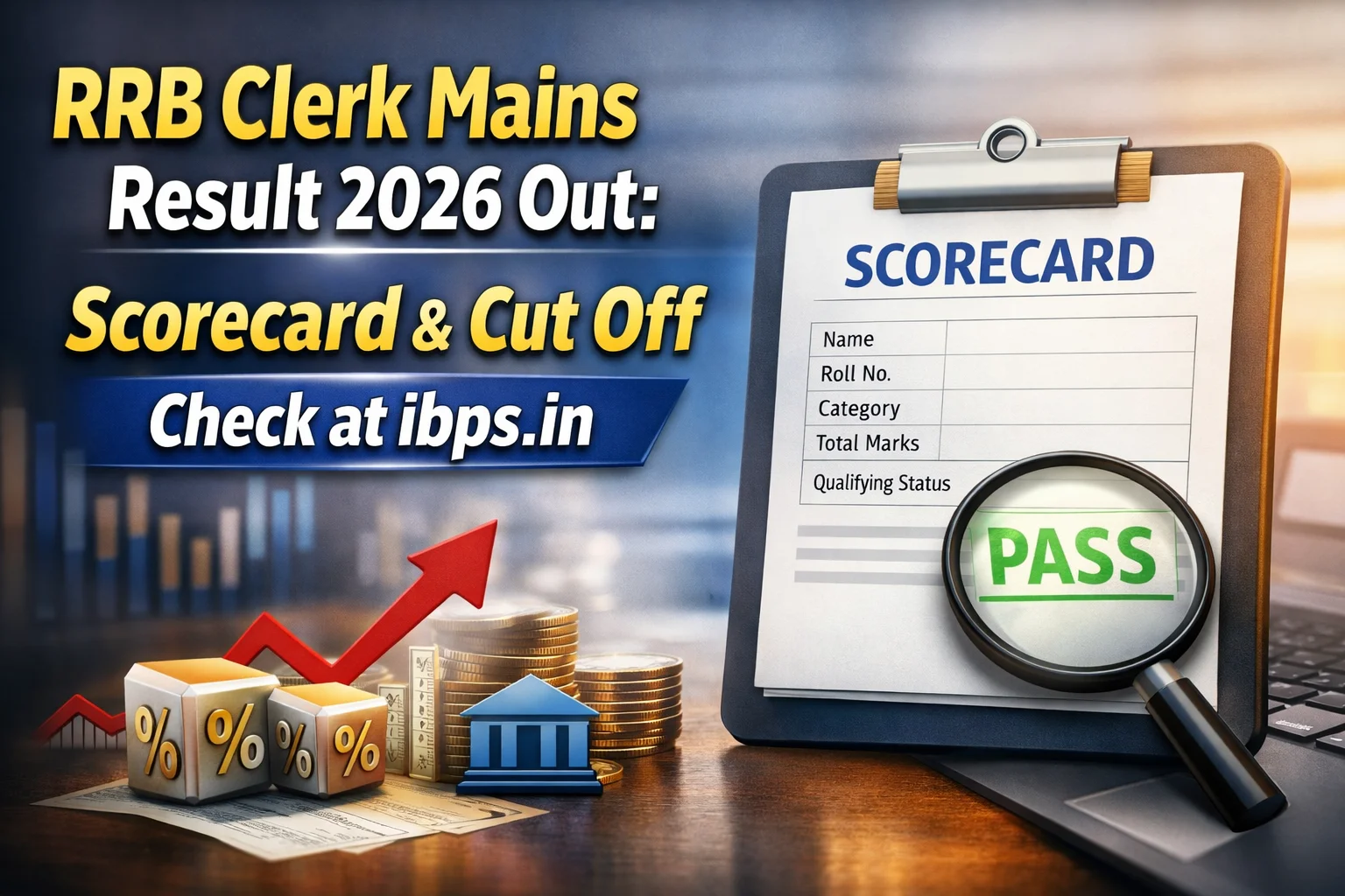 RRB Clerk Mains Result 2026 scorecard and cut off check at ibps.in